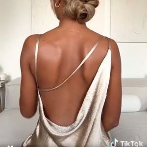 ASOS asymmetric champagne satin dress